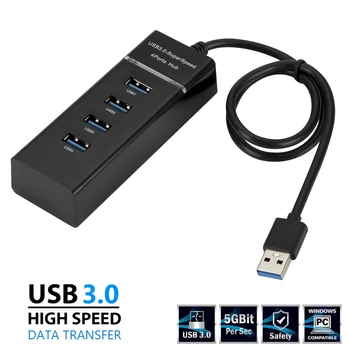 4-port USB 3.0 HUB Splitter High Speed HUB, High-Speed Multi Expansion Desktop PC Sülearvuti Adapter, USB 3.0 1 kuni 4, RUMMU