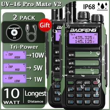 2PACK BaoFeng UV-16 Mate Pro V2 Tõsi 10W Walkie Talkie UV16Pro Toetuse Liik-C Laadija Pika proble Raadio Uuendada UV5R UV10R