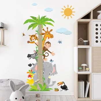 Loomade Kookospähkli Puu Seina Kleebis Elutuba Kids Room Kodu Kaunistamiseks Seinamaaling Magamistoas Tapeet Eemaldatav Cartoon Kleebised
