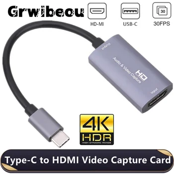 Grwibeou 4K HDMI-ühilduva USB-C Video Capture Card Type C HDMI Video Capture lauamäng Rekord Live Streaming Saade