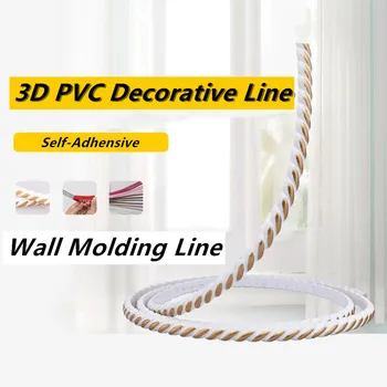 3D PVC Sisekujundus Line isekleepuvad Dekoratiivsed Pehme Line Lae Baseboard Lõhe Decor Strip Taust Seina Vormimise Line 3D Kleebis