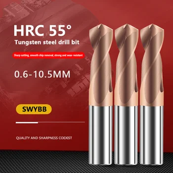 SWYBB HRC55 Karbiid Sulamist Twist Drill Bit 0.6-10,5 mm Roostevabast Terasest Perforeeritud CNC Volfram terase Kaetud