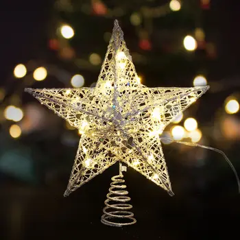 1 Komplekt Glitter Puu Torukübar Star Loominguline String LED Lamp Ilma Aku Sepistatud Rauast Glitter Christmas Tree Top Star Lamp