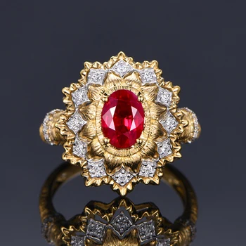 Vintage Luksus Disainer Kunstlik Ruby Rõngad Naiste Itaalia Esteetiline Ehted Pulm Kihlasormus Valentinipäeva Kingitused