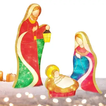 Väljas Kristuse Stseen Kaunistused Valgustatud Jõulud Kristuse Stseen Set Väljas Kaunistused Pre-Nöörile Mini LED Tuled Ja