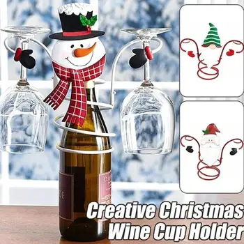 Jõulud Veinipudeli Hoidja Uus Aasta Veini Pudeli Klaasi Omanikud Korraldaja Hammas Desktop Koju Puhkus Vitriin Kingitused