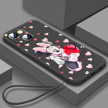 Roosa Disney Minnie Mouse Telefoni Puhul Apple iPhone 14 13 12 Mini 11 XS Pro Max X-XR 8 7 SE Plus kuulu Vedel Trossi Funda