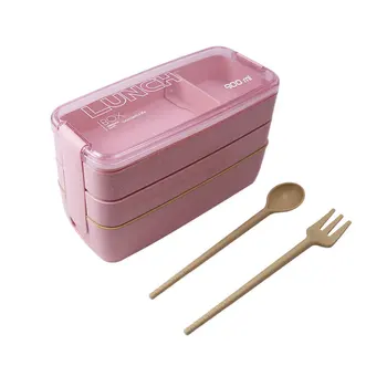 900 ml 3 Kihti Bento Box Eco-Sõbralik Lunch Box Toidu Mahuti Nisu Õled Materjali Microwavable Dinnerware Lunchbox 2019 Uus