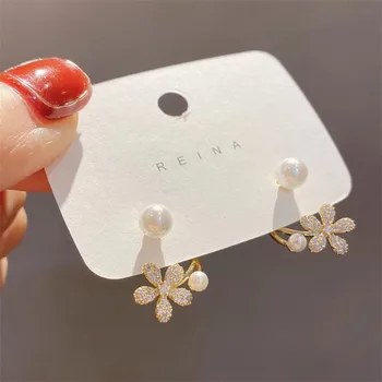 2022 Uus-Korea Kerge Luksus Võltsitud Flower Pearl Kõrvarõngad On Naiste Mood Crystal Elegantne Ehted Lepinguosalise Kingitused