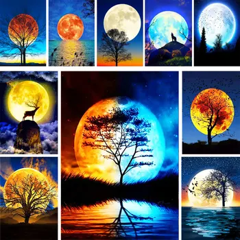 Maastiku Moon Loomade Värvimine Arvu Järgi Värvimine Pakett Õlivärviga 50*70 Õlimaal Dekoratiivsed Maalid Lapsed Hulgimüük