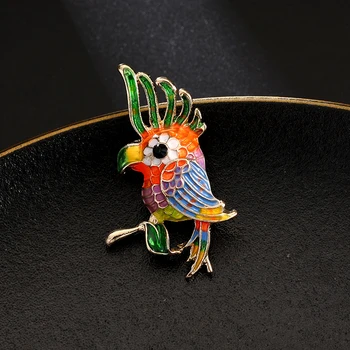 Mood armas lind, loom sõle papagoi värvi emailiga pin daamid ehted rõivamanused uue aasta kingitus