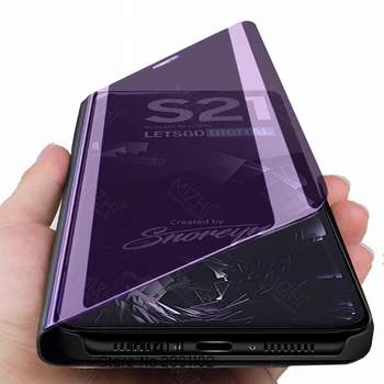 S21Ultra juhul, smart mirror klapp juhtudel kate Samsung Galaxy S21 Ultra Plus 5G Samsun S 21 FE S21Plus seista raamat coque fundas