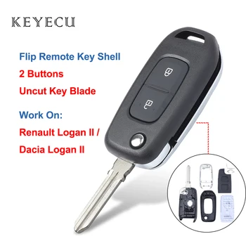 Keyecu Flip Remote Auto Key Shell Case Cover 2 Nupud Renault Dacia Logan 2 Logan II 2018 2019 2020